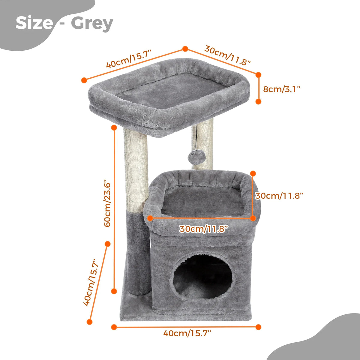 Cozy Gray Cat Tree Condo Tower with Spacious Perch and Scratching Posts