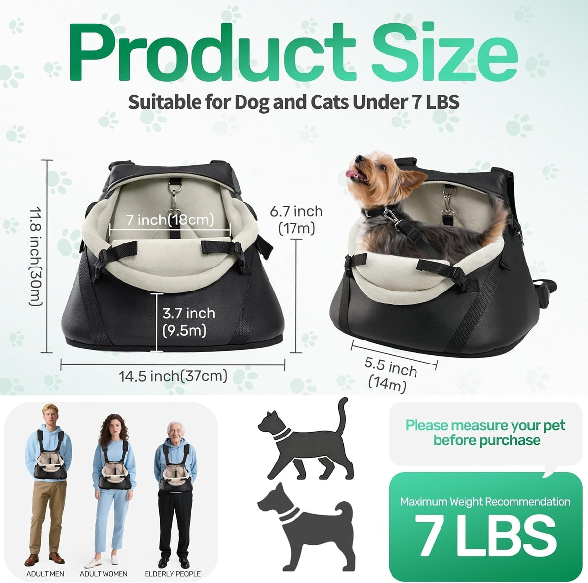 Small Dog Car Seat Booster/Travel Seat for Dogs up to 7lbs