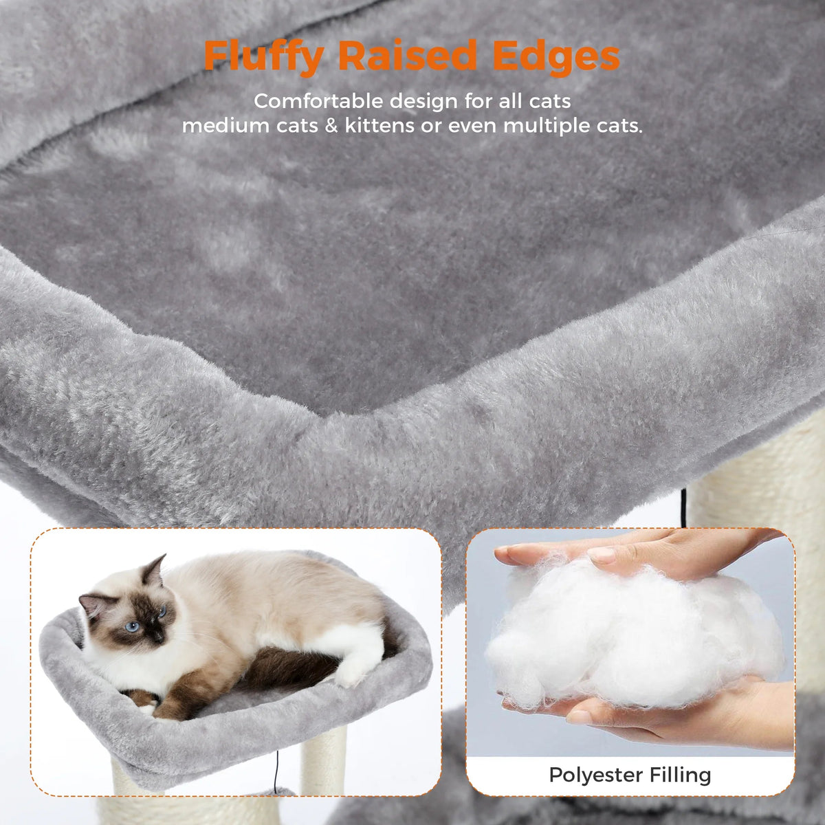 Cozy Gray Cat Tree Condo Tower with Spacious Perch and Scratching Posts