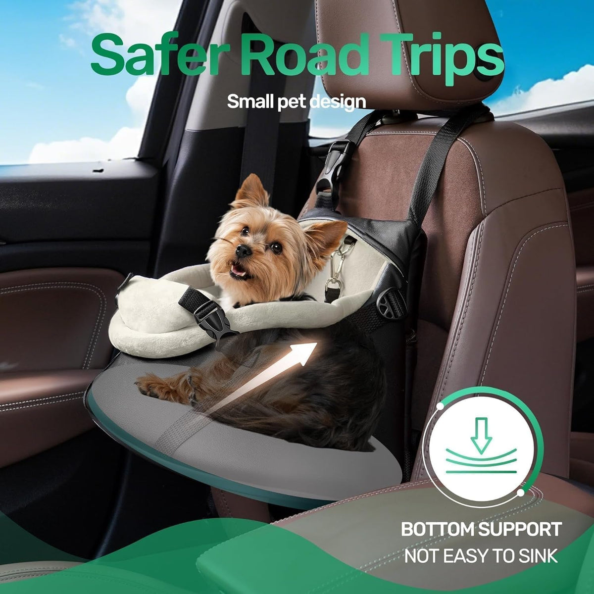Small Dog Car Seat Booster/Travel Seat for Dogs up to 7lbs