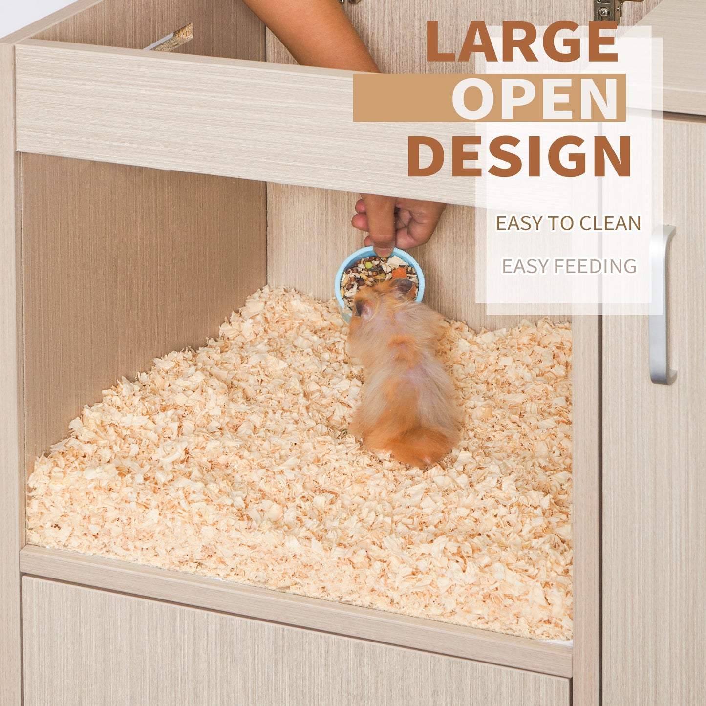 4-Tier Wooden Hamster Cage with Storage Cabinet and Acrylic Windows for Guinea Pigs and Chinchillas