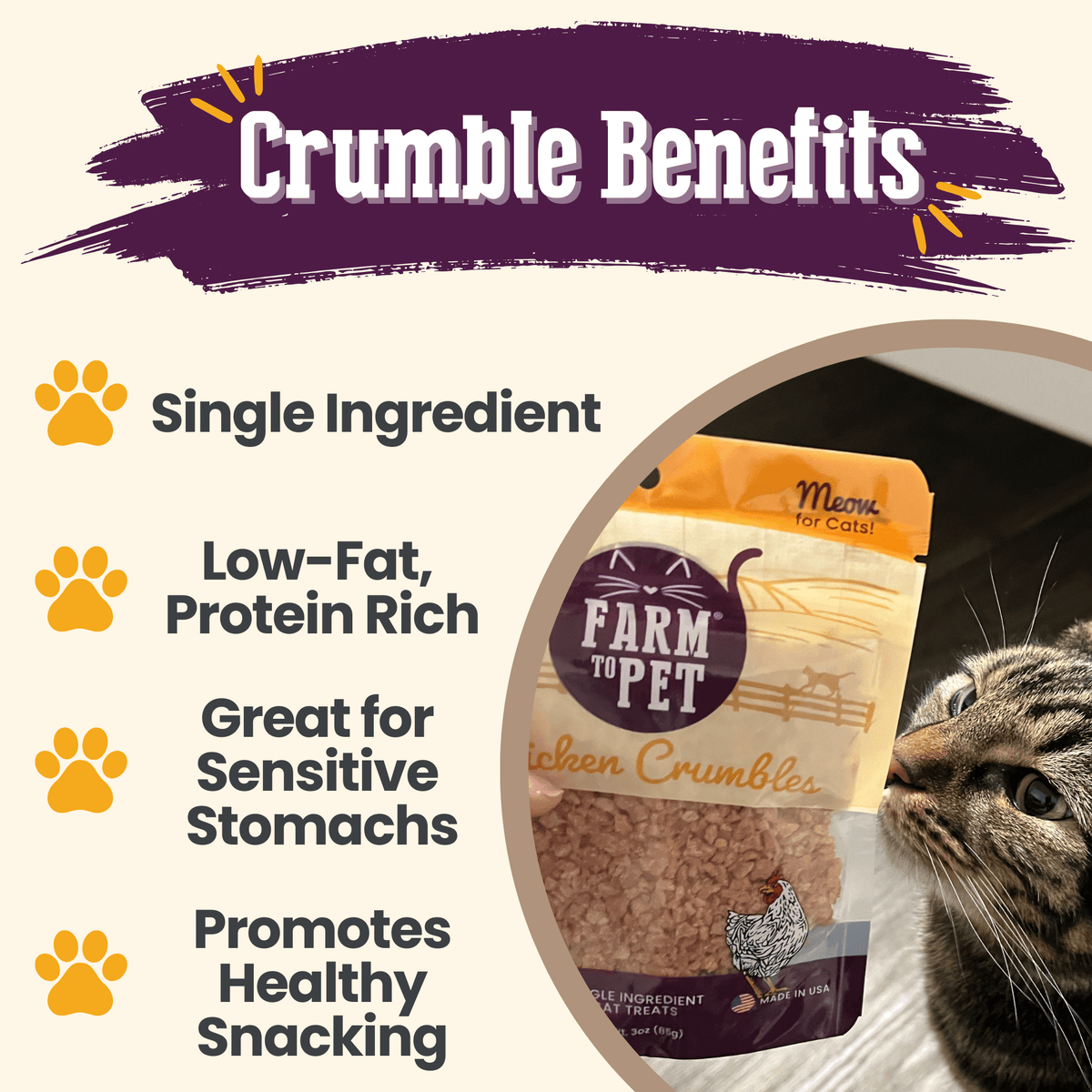 Chicken Crumbles Cat Treats | Single-Ingredient Chicken