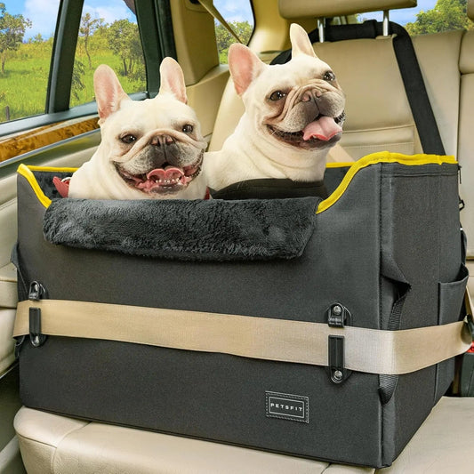 Luxury Dog Booster Car Seat Waterproof / Safe Buckles Dual Leash