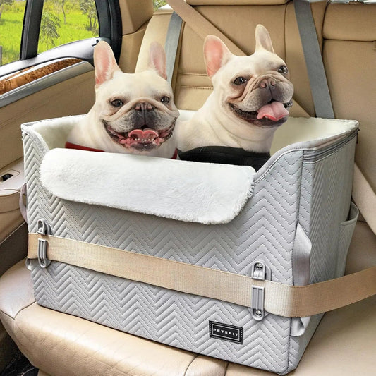 Luxury Dog Booster Car Seat Waterproof / Safe Buckles Dual Leash