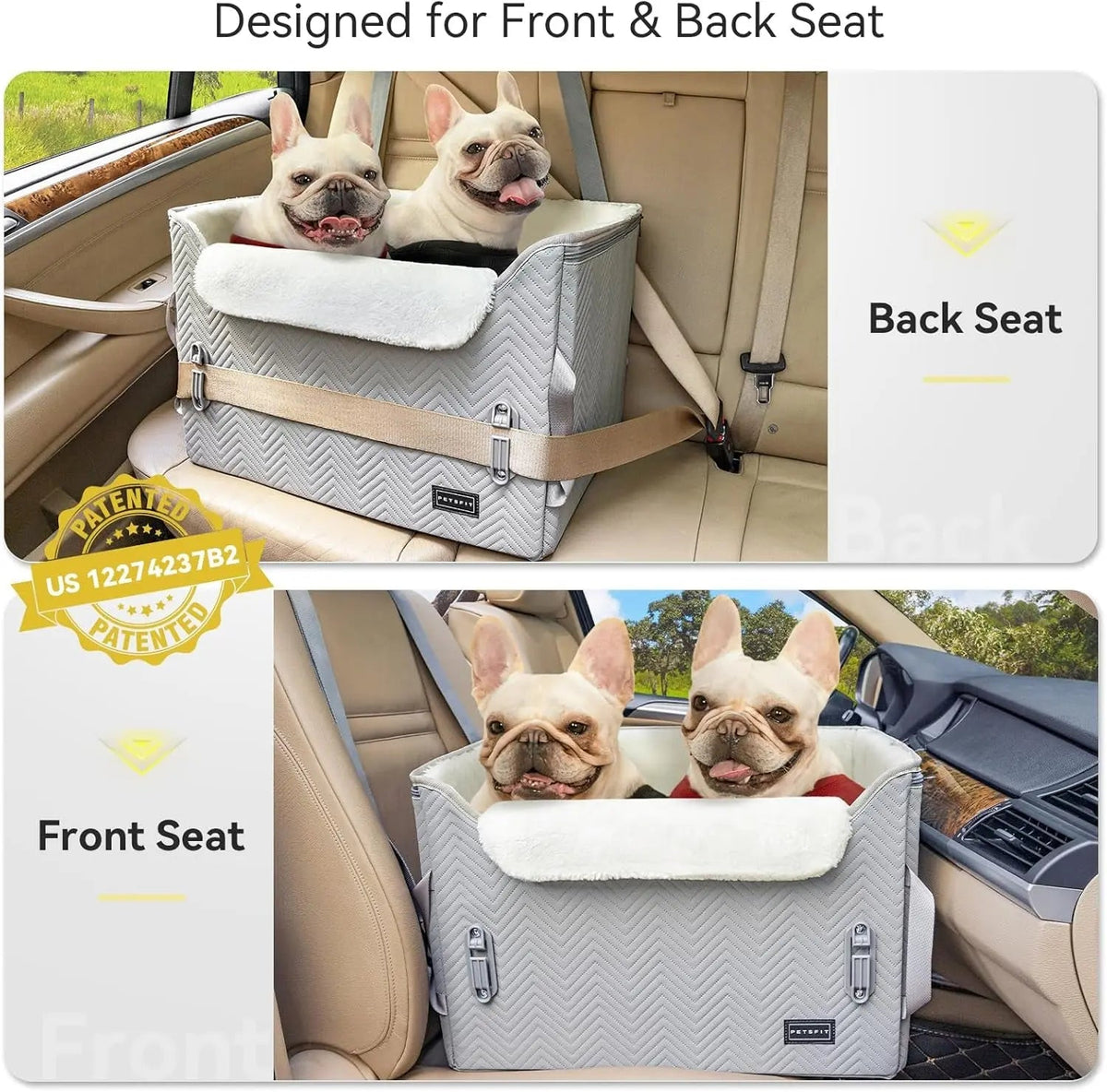 Luxury Dog Booster Car Seat Waterproof / Safe Buckles Dual Leash