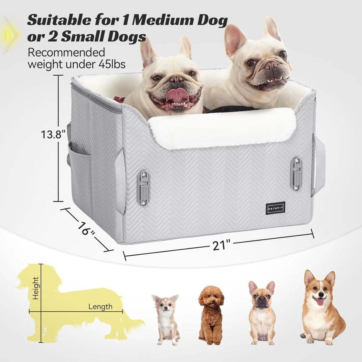 Luxury Dog Booster Car Seat Waterproof / Safe Buckles Dual Leash