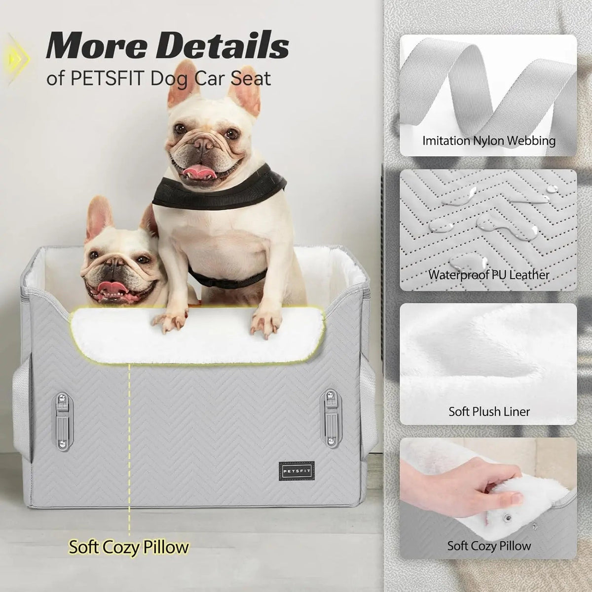 Luxury Dog Booster Car Seat Waterproof / Safe Buckles Dual Leash