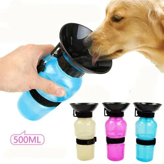 500ml Outdoor Portable Pet Water Bottle – Leakproof Dog & Cat Travel Cup with Drinking Bowl Feeder