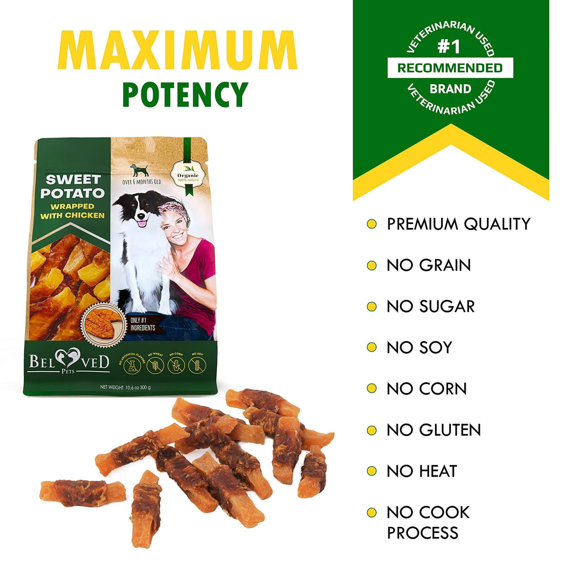 Sweet Potato & Chicken Dog Chews | Grain-Free Treats