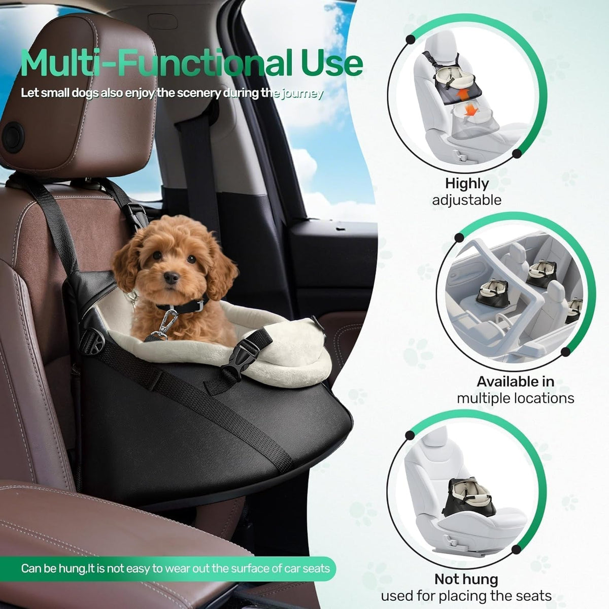 Small Dog Car Seat Booster/Travel Seat for Dogs up to 7lbs